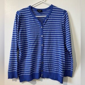 🎉4/30$🎉 Jones New York Blue Striped Cardigan - L
